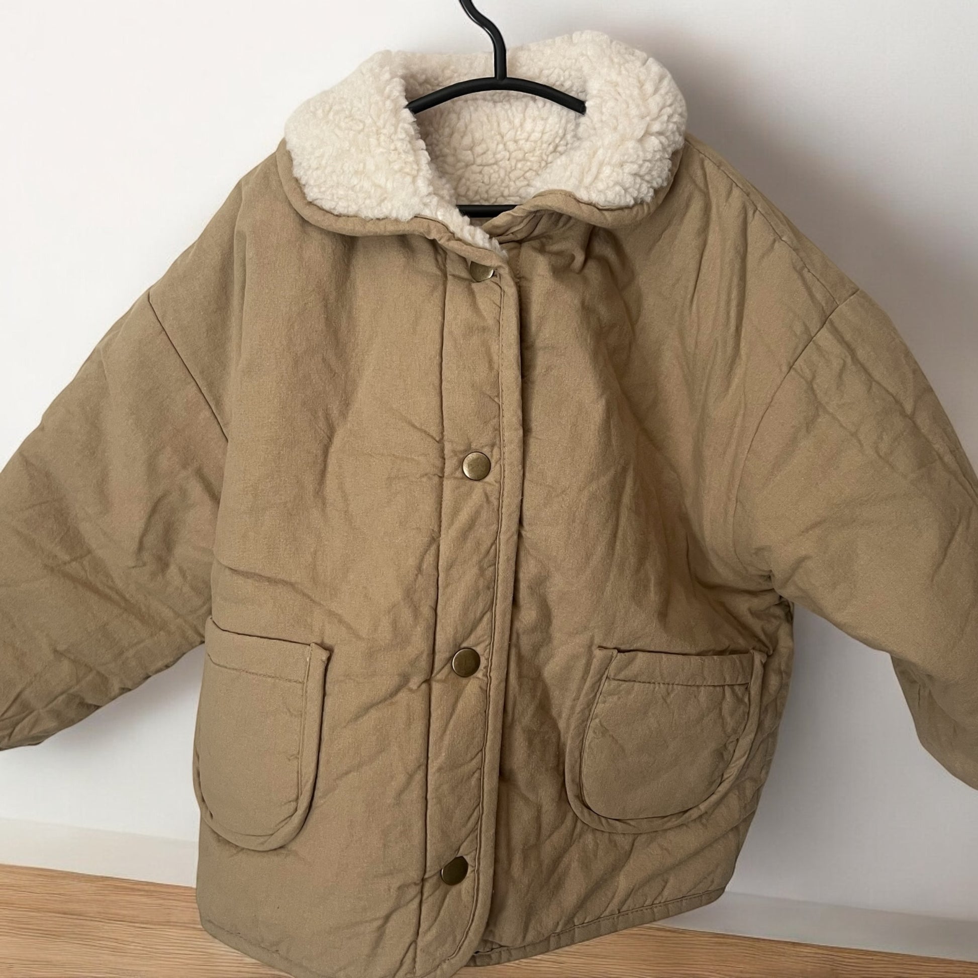 Reversible Teddy coat in tan unisex 