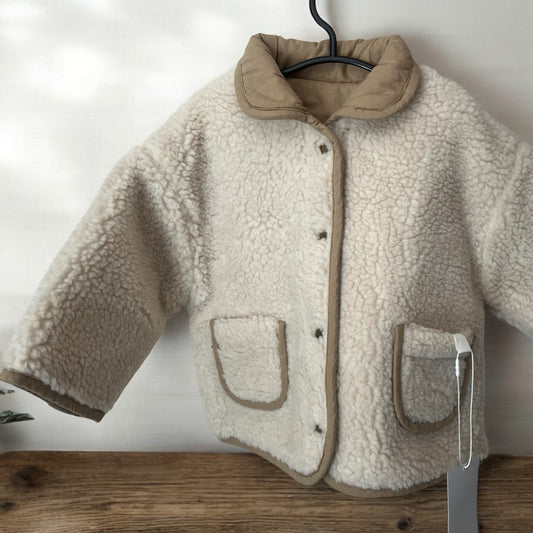 Reversible Teddy coat in tan unisex 